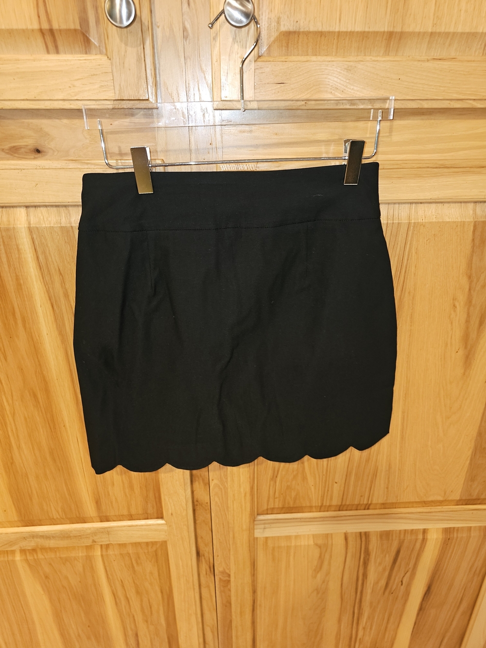 Versona Black Scalloped-Hem Mini Skirt